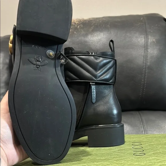 Gucci Double G Logo Combat Boots - Picture 3 of 5
